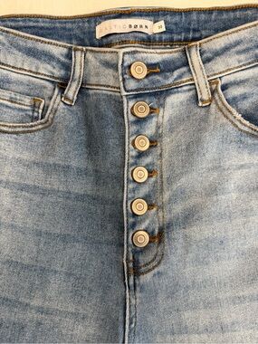 Baltic Born Light Blue High-Rise Button-Fly Cropped Jeans, Size 30